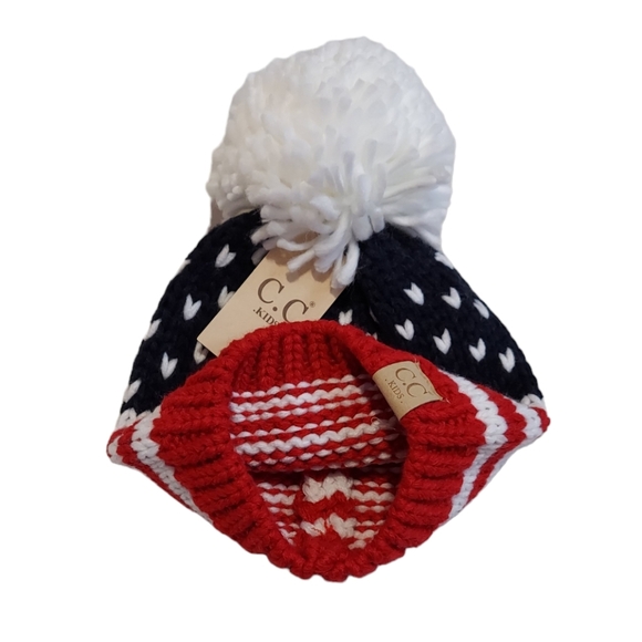Beanie Kids Hat Size M-L American Knit Hat Warm Winter Pom pom New Unisex - Picture 7 of 10